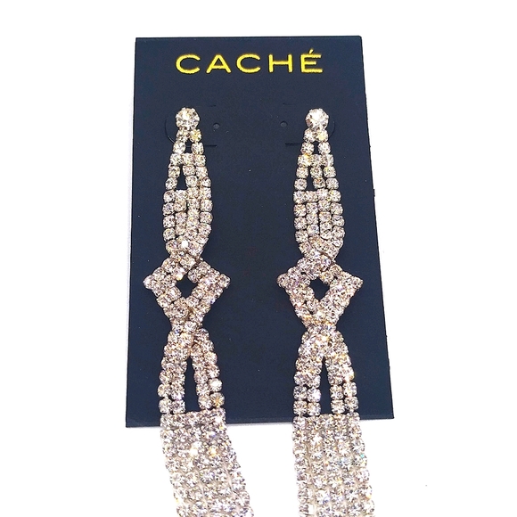 CACHE Crystal Tennis Bracelet and Dangle Chandelier Earrings Set in Silver - Picture 7 of 9